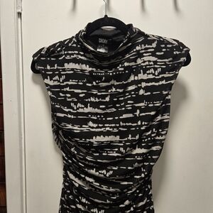 DKNY Black and White Patterned Women's Dress